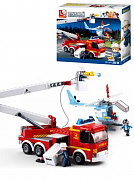 Конструктор пластиковый. SLUBAN Пожарные.Пожарная машина с вертолетом (394 детали, 3 дет.) M38-B0627
