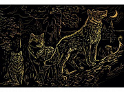 Гравюра А4 в пакете с ручкой. Золото. Волки в лесу ( Арт. Г-5977)/Рыжий кот