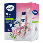 Подарочный набор AURA SKIN CARE: Крем-гель для душа Сливочная ваниль и пион 250 мл + Detox крем для 