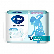 Прокладки женские гигиенические AURA PREMIUM NORMAL 10шт 1/24 