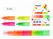 Текстовыделитель сегментный RAINBOW, 4 цвета (желтый, зеленый, оранжевый, розовый), скошенный наконе