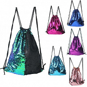 Рюкзак-сумка для сменной обуви с пайетками /фиолетовый, синий -40х37см./, 15-32