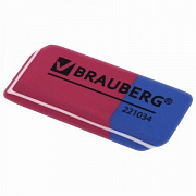 Уп. 80 шт. Резинка стирательная BRAUBERG "Assistant 80", 41*14*8 мм, красно-синяя, в карт дисплее, 2