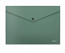 Папка-конверт на кнопке пластиковая ErichKrause® Fizzy Classic, непрозрачная, А4, зеленый(в пакете п