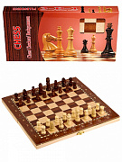 Игра 3 в 1 дерево лакиров(нарды,шашки,шахматы)(29х14.5х3см) фигуры дерево в коробке (Арт. AN02596)/Р