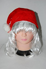 Новогодний колпак, для взрослых "Санта Клауса" /с прямыми волосами/ (40,93,51-15)
