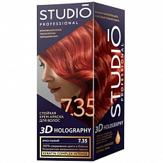 Студио Профешнл Стойкая краска для волос 3D HOLOGRAPHY 7.35 Ярко-рыжий, 50/50/15 мл