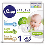 Подгузники Sleepy Natural Newbom 2-5кг 40шт 1/4