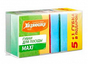 Губка для посуды "ХОЗЯЮШКА Мила" MAXI 5+1 губка в ПОДАРОК 1/30