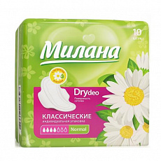 Прокладки гигиенические МИЛАНА 10шт Классические Dry Deo Normal 1/48