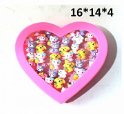 Кольцо в сердце Фруктовые Зверушки пластик (продается кратно 36/ цена за 1шт)/Китай