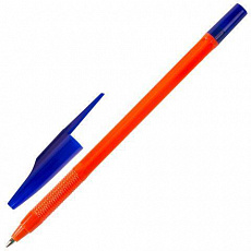 Уп. 50 шт. Ручка шариковая масляная STAFF Flare, корпус оранжевый, узел 1мм, линия 0,7мм, синяя, OBP