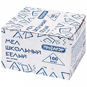 Мел белый ПИФАГОР, НАБОР 100 шт., квадратный, 227440/Россия