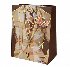 Dream cards Пакет подар.с мат.лам.и золотистым тисн.,18х23х10см(М)Желтый пиджак,210г ППК-3573