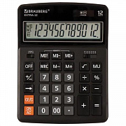 Калькулятор настольный BRAUBERG EXTRA-12-BK (206x155мм), 12 разрядов, дв.питание, ЧЕРНЫЙ, 250481/Рос
