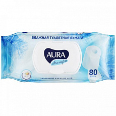 Влажная туалетная бумага AURA ULTRA COMFORТ с крышкой 80шт 1/12