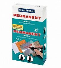 Уп. 10 шт. Маркер перманентный CENTROPEN 8510, ЧЕРНЫЙ, круглый наконечник, 2,5 мм, 8510, ш/к 16659/Р