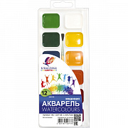 Краски акварельные 12 цв. ЛУЧ "Классика", 12цв, медовые, пластиковая коробка, с кистью/Россия