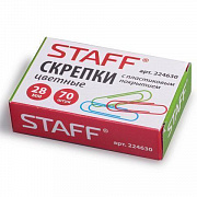 Скрепки STAFF эконом, 28 мм, цветные, 70 шт. в карт.коробке, 224630/Россия