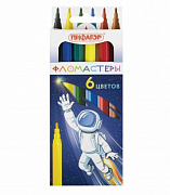 Фломастеры  6 цв. ПИФАГОР "Космическая одиссея", 6 цветов, вентилируемый колпачок, 152443/Россия
