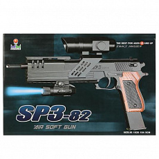 ПИСТОЛЕТ (П) С ОПТИЧ. ПРИЦЕЛОМ, С ФОНАРЕМ, С ПУЛЬКАМИ SP3-82 В КОР. 30,1*20,1*4,5СМ в кор.2*36шт/Кит