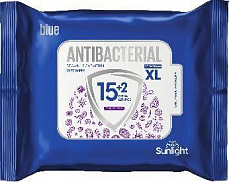 Влажные салфетки SUNLIGHT 17шт L Antibacterial Blue (кирпичик с клапаном)/40 Оливия