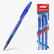 Ручки гелевые ErichKrause® R-301 Original Gel Stick 0.5, цвет чернил синий (в пакете по 3 шт)