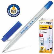 Уп. 12 шт. Ручка шариковая масляная BRAUBERG "Olive pen", корпус прозрачный, толщ. письма 0,5мм, 141