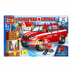 384914 Конструктор UAZ PICKUP ПОЖАРНАЯ СЛУЖБА, 76 дет. Город мастеров в кор.2*18шт