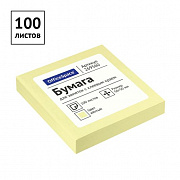 Самоклеящийся блок OfficeSpace 50*50мм, 100л., желтая пастель