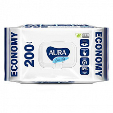 Влажные салфетки для всей семьи AURA FAMILY big-pack с крышкой 200шт 1/12