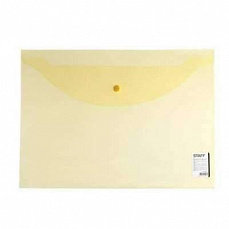 Папка-конверт с кнопкой STAFF ЭКОНОМ, А4, 340*240мм, прозрачная, желтая, до 100 лист, 0,12мм, 226031