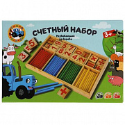 Игрушка деревянная счетный набор СИНИЙ ТРАКТОР в кор. Буратино 314838