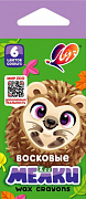 Восковые карандаши  6 цв. ЛУЧ "Zoo",  6цв, шестигранные, картонная упаковка с европодвесом/58
