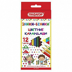 Карандаши 12 цв. ПИФАГОР "ЭНИКИ-БЕНИКИ", 12 цв., классические заточенные, 181346/Россия