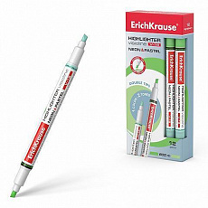Уп. 12 шт Двухсторонний текстмаркер ErichKrause Visioline V-16 Neon+Pastel, цвет чернил зеленый