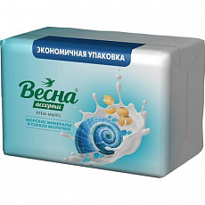 Мыло туалетное ВЕСНА 4*75гр Ассорти Морск минералы и соев молочко (Самара) 1/24