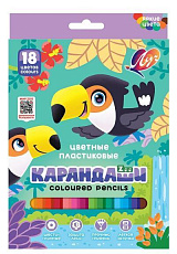 Карандаши 18 цв. шестигранные "ZOO" 18 цв. (пластиковые) (12шт/бокс, 48 в г/к) (Р)