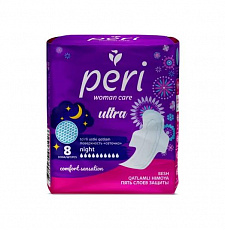 Прокладки PERI женские гигиенические8шт Ultra Night (сетка)/50 Оливия