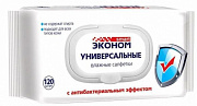 Влажные салфетки Эконом smart №120 антибактериальные универсальные с пластиковым клапаном 1/16