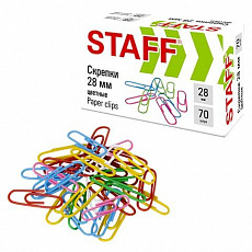 Скрепки STAFF 28 мм цветные 70 штук, 271708/Россия