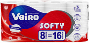 Бумага туалетная VEIRO Softy Белая 3 слоя 30м 8 рул 1/6