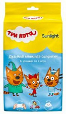 Влажные салфетки SUNLIGHT 6*9шт Три кота Супер мини/32 Оливия