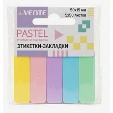 Набор самоклеящихся этикеток-закладок "deVENTE. Pastel" бумажные 50x15 мм, 5x50 листов, офсет 90 г/м