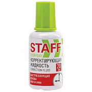 Корректирующая жидкость STAFF EVERYDAY быстросохнущая, 20 мл, с кисточкой, 228625/Россия