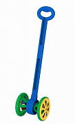 Каталка на палочке «Весёлые колёсики» с шариками (сине-зелёная)/Нордпласт