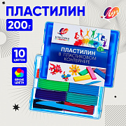 Пластилин ЛУЧ "Классика", 10 цв., 200 г, со стеком, пластиковый контейнер, 20С1345-08/Россия