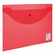 Папка-конверт с кнопкой STAFF эконом, А4, 340*240мм, прозрачная, красная, до 100 лист, 0,12мм,2