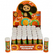 Мыльные пузыри 60 мл Чебурашка , дисп.23*23*11см ИГРАЕМ ВМЕСТЕ 376138 1/36