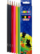 Карандаши цветн,набор,гексаг. 6цв. КОШАЧЬЯ ПРОГУЛКА (КЦ-2633) гриф.d=2,8мм,в к/к, кр48/Про